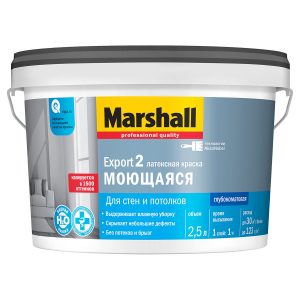 Краска Marshall Export-2 водно-дисперсионная для стен и потолков глубокоматовая база BC ( 2,5л)