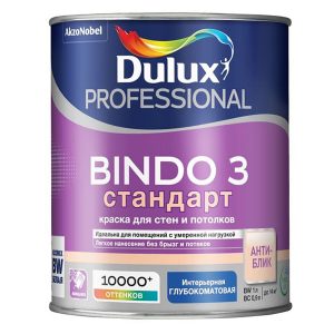 Краска Dulux Professional Bindo 3 водно-дисперсионная глубокоматовая база BW ( 1л)