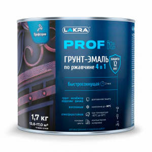 Грунт-эмаль по ржавчине 4в1 быстросохнущая Лакра PROF IT База А, RAL9003 1,7 кг